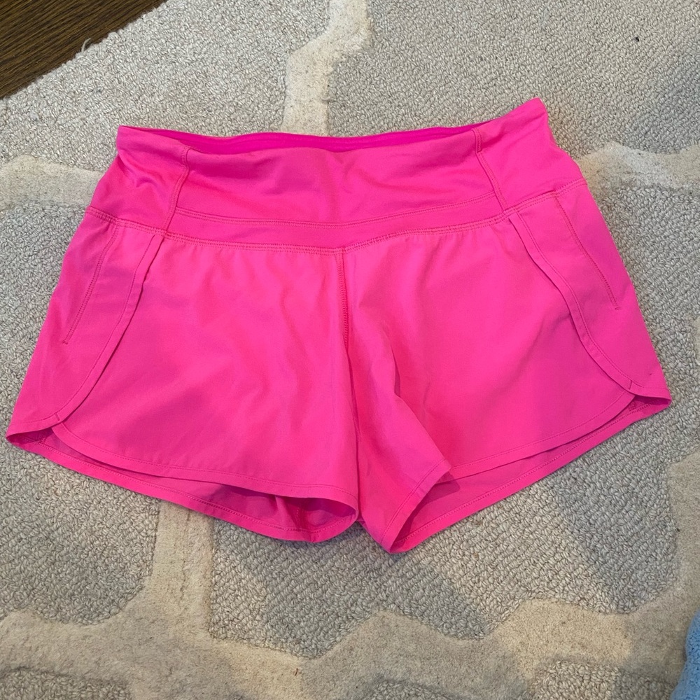 lululemon neon pink running shorts